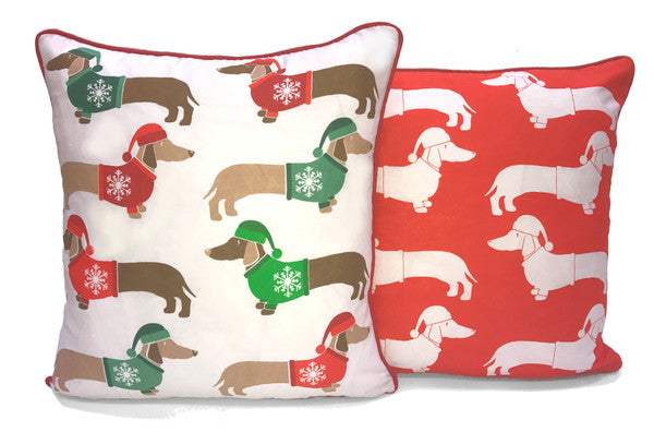 Multi Xmas Sausage Dog C/Cover 43x43 Multi