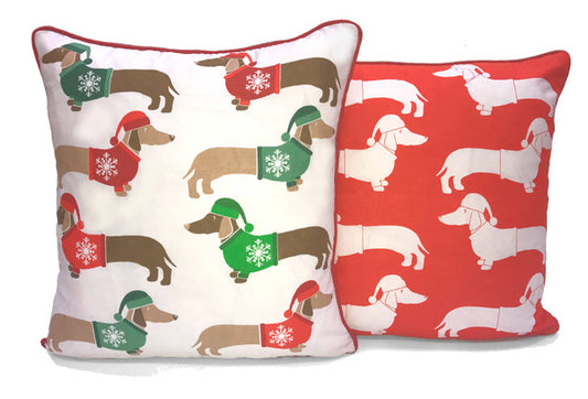 Multi Xmas Sausage Dog C/Cover 43x43 Multi