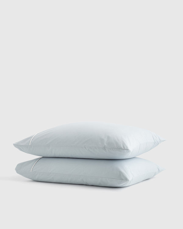 Classic Organic Percale Piped Pillowcase Set