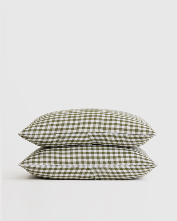 European Linen Gingham Sham Set