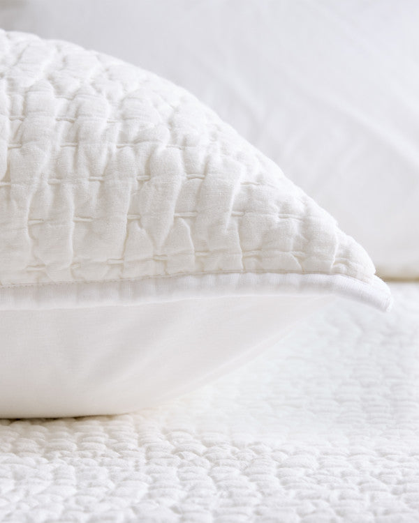 European Linen Cotton Stitch Quilted Euro Sham