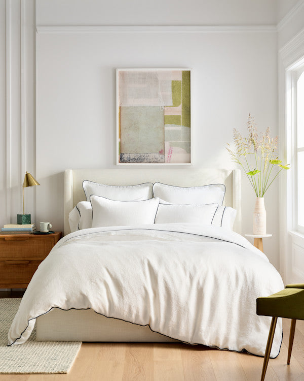 European Linen Piped Sham Set