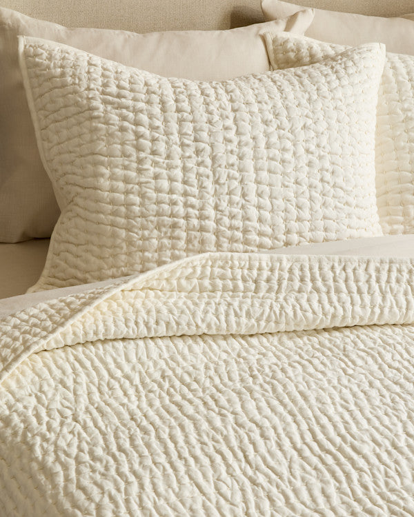 European Linen Cotton Stitch Sham Set