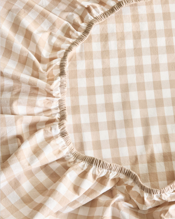 Classic Organic Percale Gingham Fitted Sheet Set