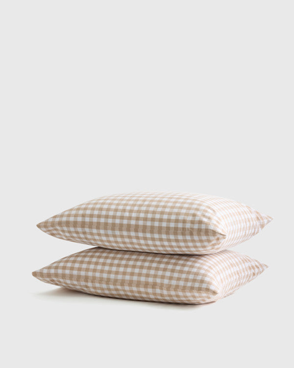 Classic Organic Percale Gingham Pillowcase Set
