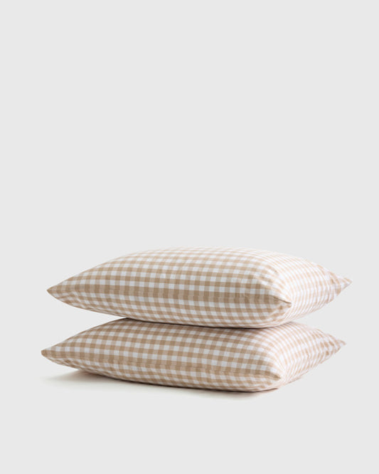 Classic Organic Percale Gingham Pillowcase Set