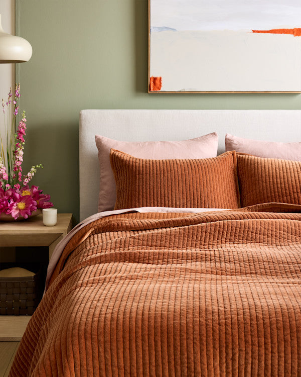 Cotton Velvet Channel Quilted Sham Set