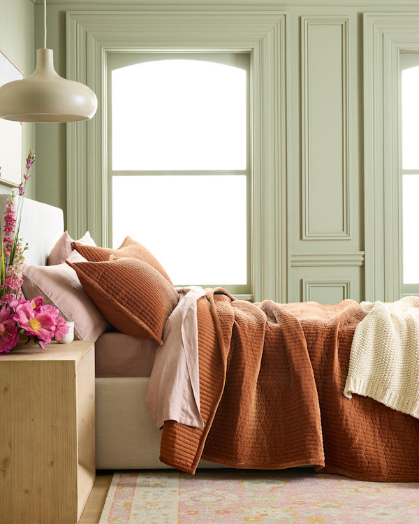 Cotton Velvet Channel Quilted Sham Set