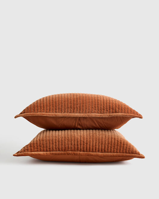 Cotton Velvet Channel Quilted Sham Set