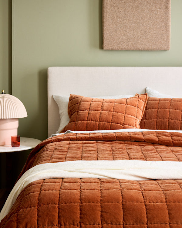 Cotton Velvet Quilted Sham Set