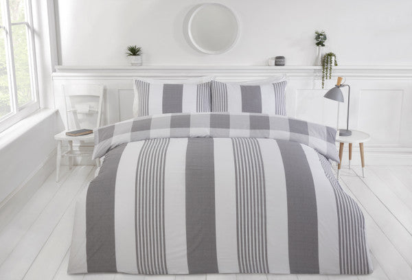Chambray Stripe Duvet Set by Sustainable Home