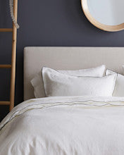 European Linen Double Embroidered Edge Sham Set