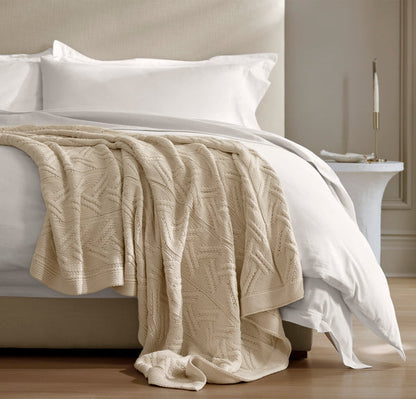 Chunky Cable Knit Throw Blanket - Natural