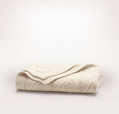 Chunky Cable Knit Throw Blanket - Natural
