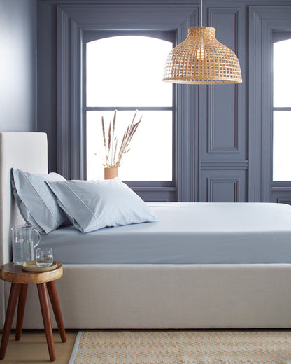 Classic Organic Percale Piped Pillowcase Set