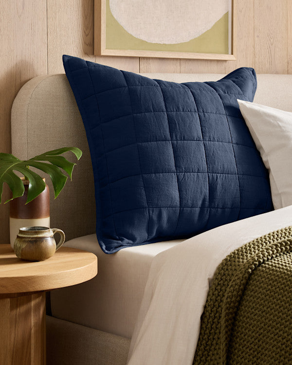 European Linen Quilted Euro Sham