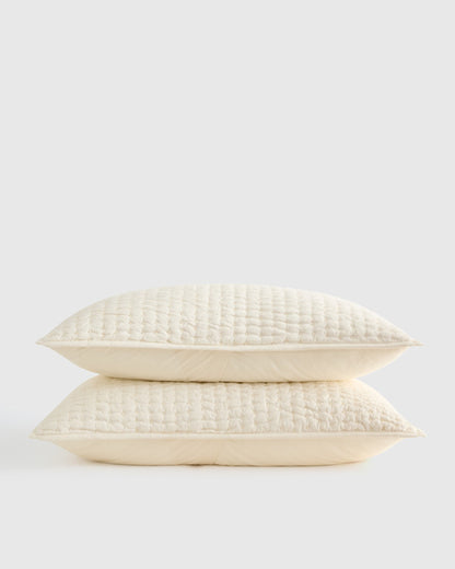 European Linen Cotton Stitch Sham Set