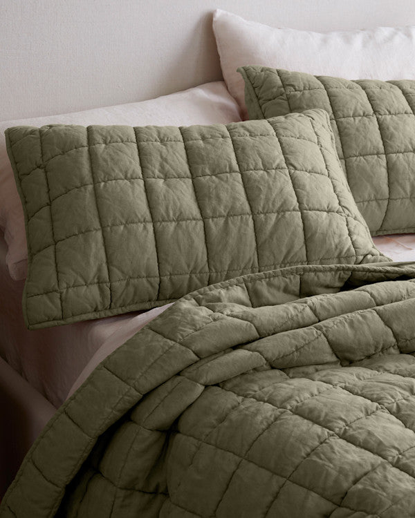 European Linen Box Quilted Sham Set