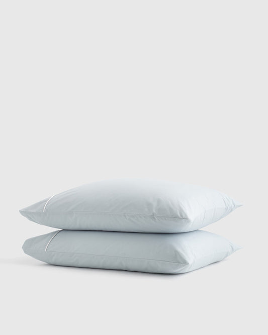 Classic Organic Percale Piped Pillowcase Set