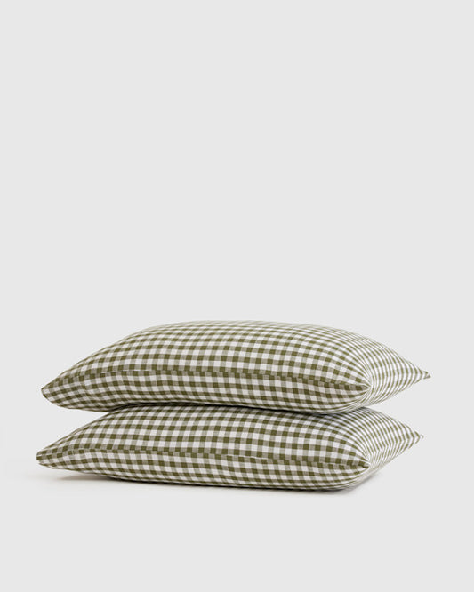 European Linen Gingham Pillowcase Set