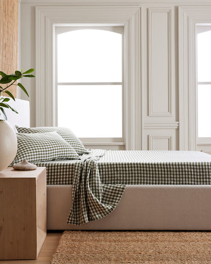 European Linen Gingham Pillowcase Set