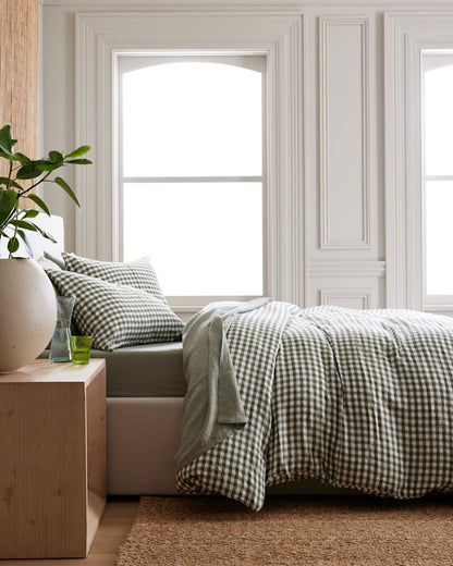 European Linen Gingham Sham Set