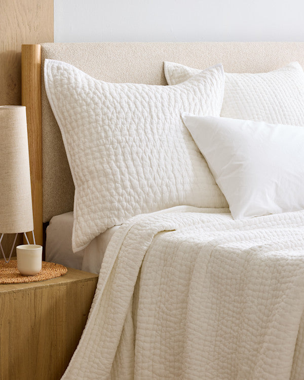 European Linen Cotton Stitch Quilted Euro Sham