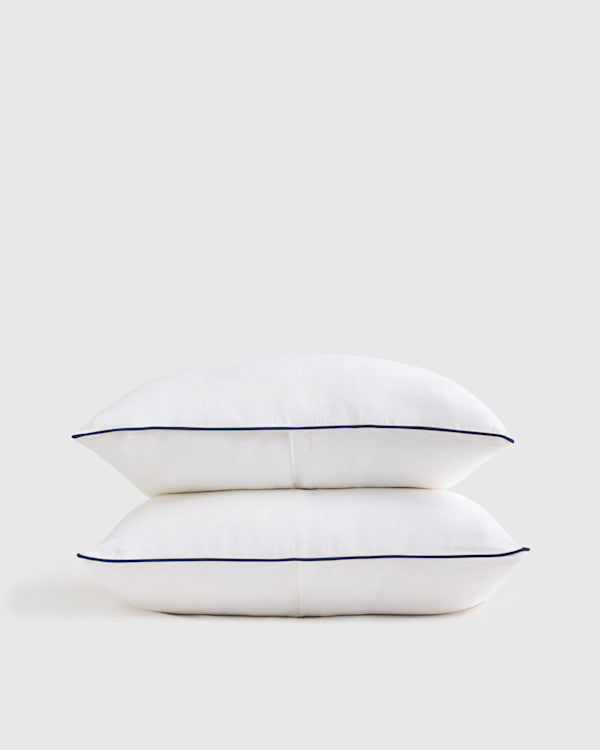 European Linen Piped Sham Set