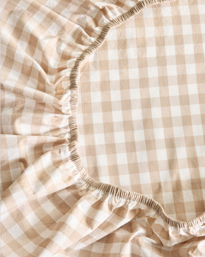 Classic Organic Percale Gingham Fitted Sheet Set