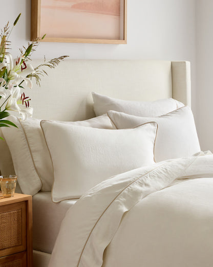 European Linen Piped Pillowcase Set