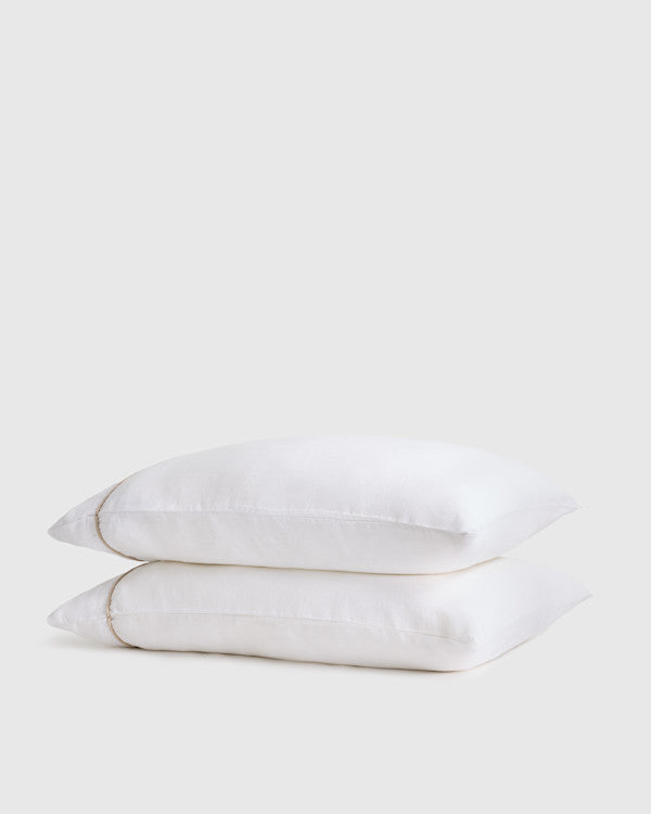 European Linen Piped Pillowcase Set