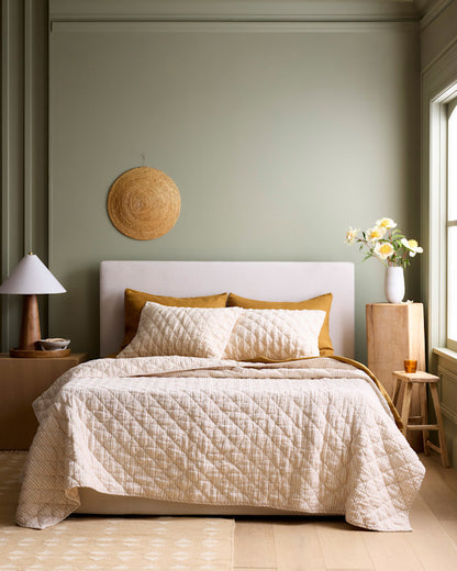 European Linen Stripe Quilted Sham Set